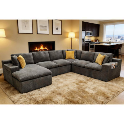 Coffee-Bean Like Upholstered Full Compressed Sectional