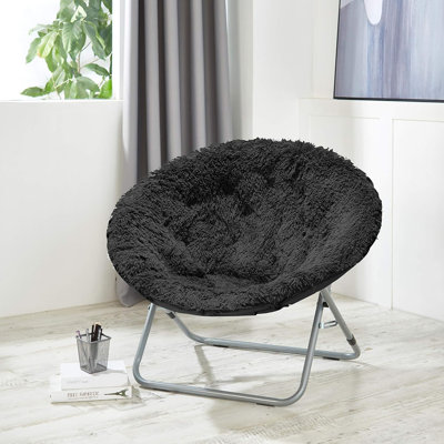 Fauteuil surdimensionné en fausse fourrure de Mongolie, noir