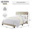 Linen Upholstered Bed Frame with Adjustable Headboard and Button Tufting-1191308099-1191308103