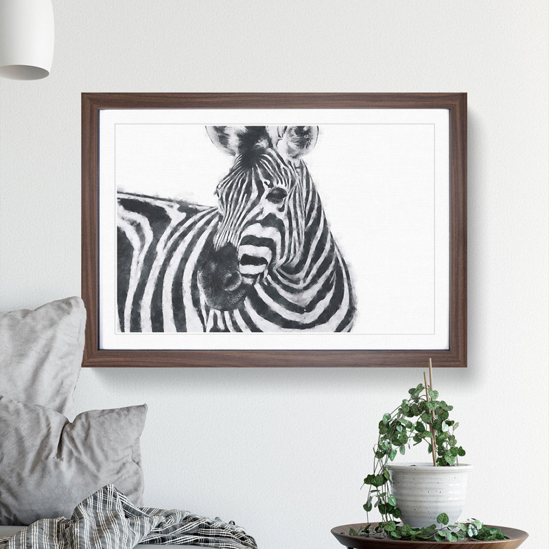 Zebra Vol.6 - Picture Frame Painting, Walnut, 27cm H x 36cm W x 2cm D