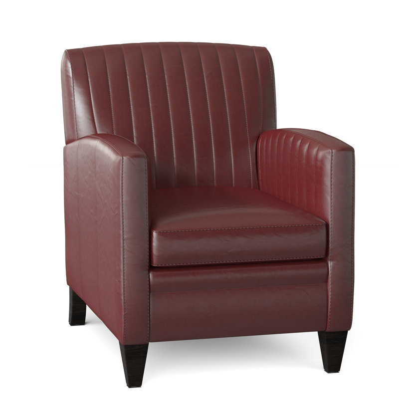 Barnabus Leather Club Chair, Aline Fumo Genuine Leather, Cobblestone