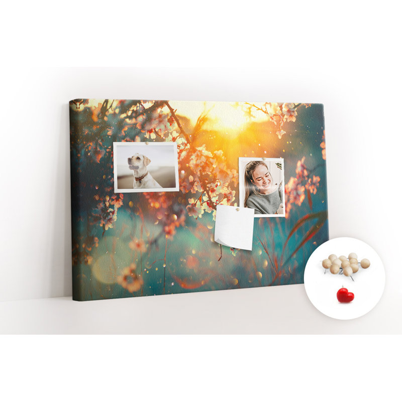Wall Mounted bulletin board print home decor message pin boards decorative corkboard Spring flowers