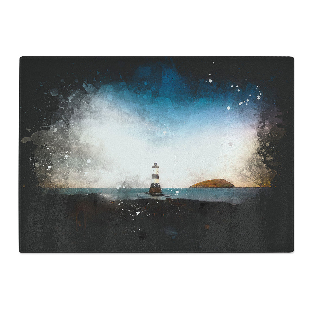 Tempered Glass Lighthouse & Seascape at Dusk Chopping Board
