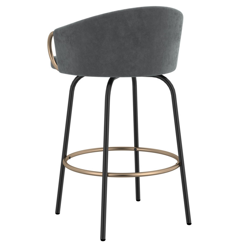Ensemble de 2 tabourets de comptoir 26 "Alan, gris et noir et or Alan, Gris