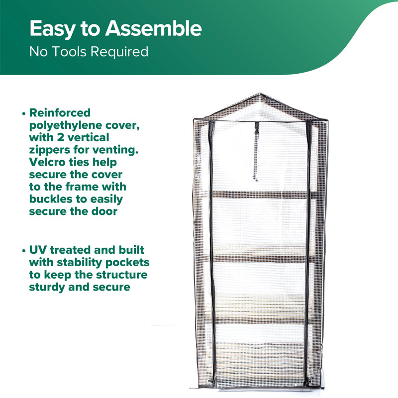 Gardman Elegance 24"x19" Wooden 4-Tier Greenhouse with UV Treated Cover