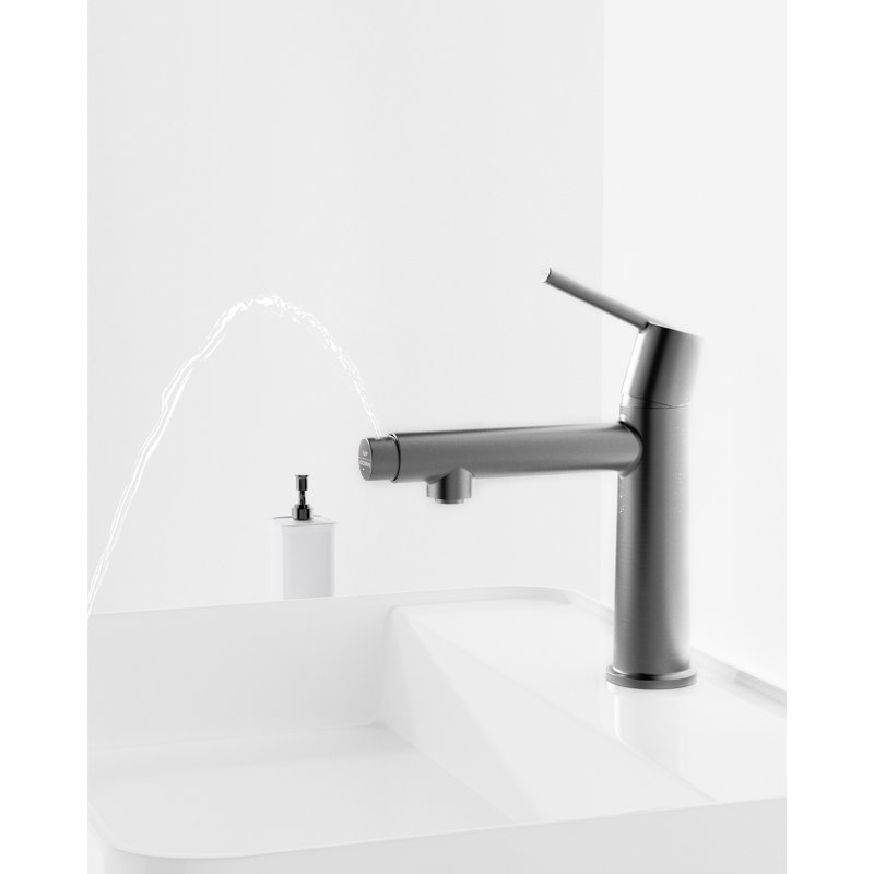 Modern Style Gray Bathroom Faucet - 1 Hole Deck Mount, 21 Function, Water Saving, Scratch Surface, Dense Flow, Detachable Aerator Single Handle, , Corrosion , No Fingerprint