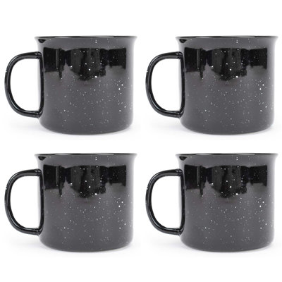 Ceramic Mugs 4-Pack Camper Speckled Black