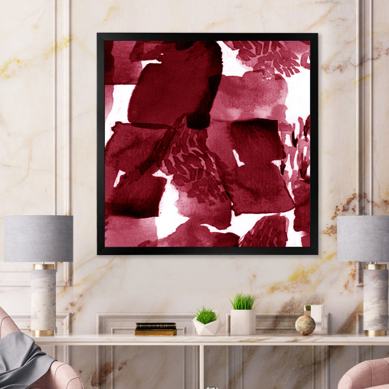 Abstrait bourgogne abstrait sur fond blanc - reproduction d'art moderne sur toile, Cadre photo noir