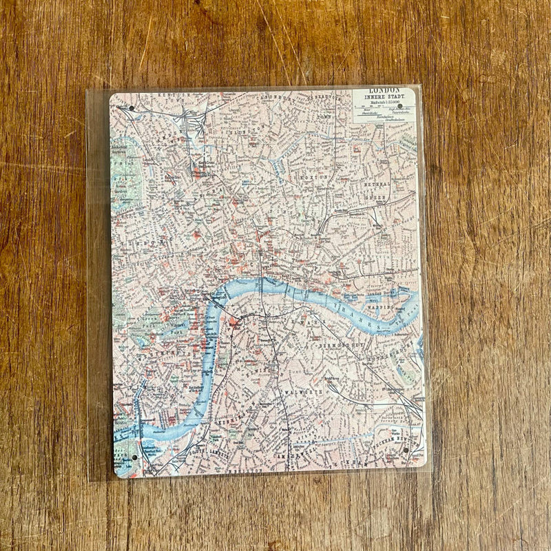 Handmade Map Wall Decor on Metal, 40cm H x 28cm W