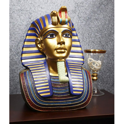 Bungalow rose grand Uraeus doré Cobra et vautour masque de pharaon buste statue égyptienne historique de la dynastie éducative roi TUT Toutankhamon Figurine buste 11 "