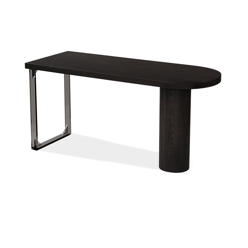 Black U-Shaped Solid Wood desk, 29.53" H x 70.87" W x 23.62" D