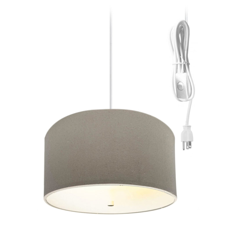 Luminaire suspendu tambour 2 lumières Lillian, gris, Blanc