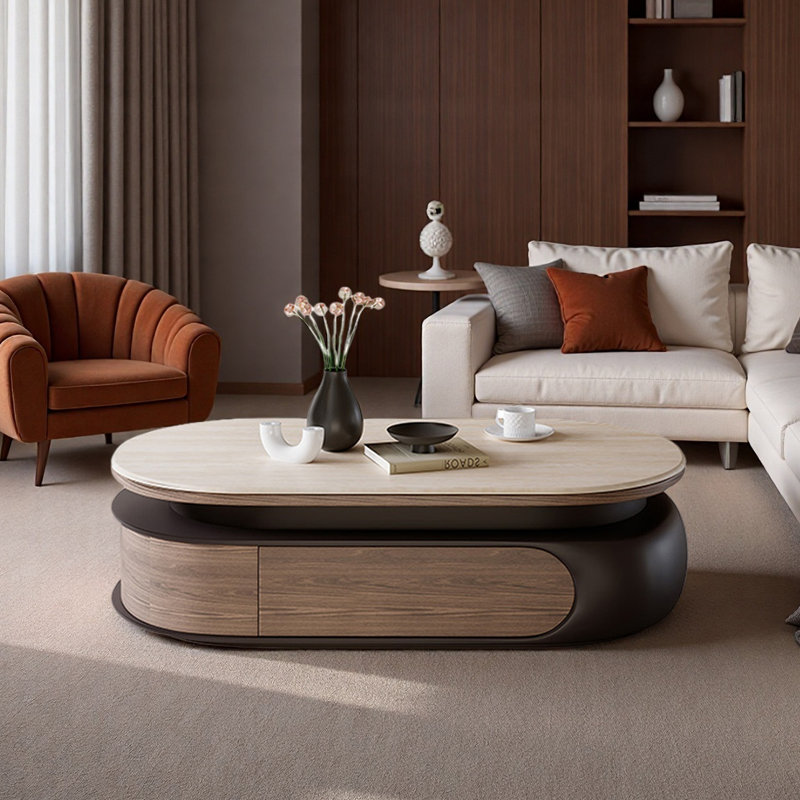 Modern Creative Granite Coffee Table, Black