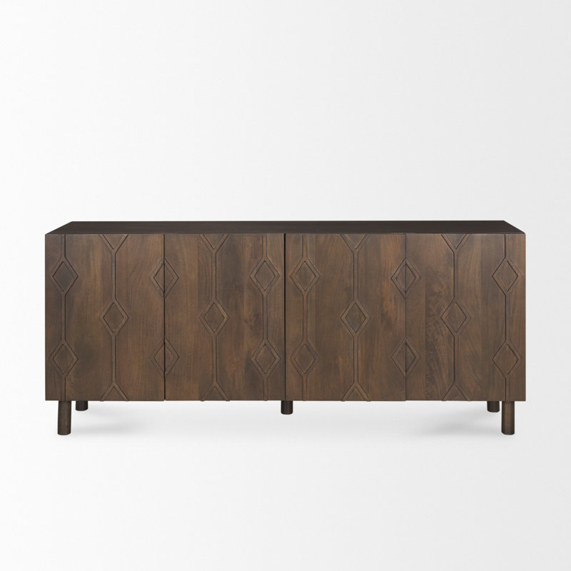 Atilus 71 " W Mango Solid Wood Sideboard, Dark Brown