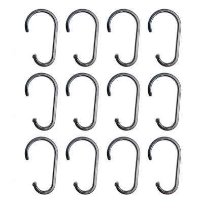 12 Piece Set - Heavy Duty Ear Shower Curtain Hooks Rings