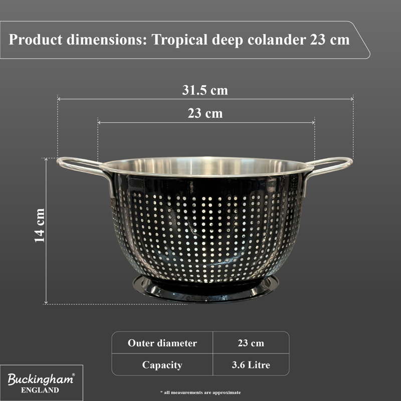 Buckingham Stainless Steel Colander, Black