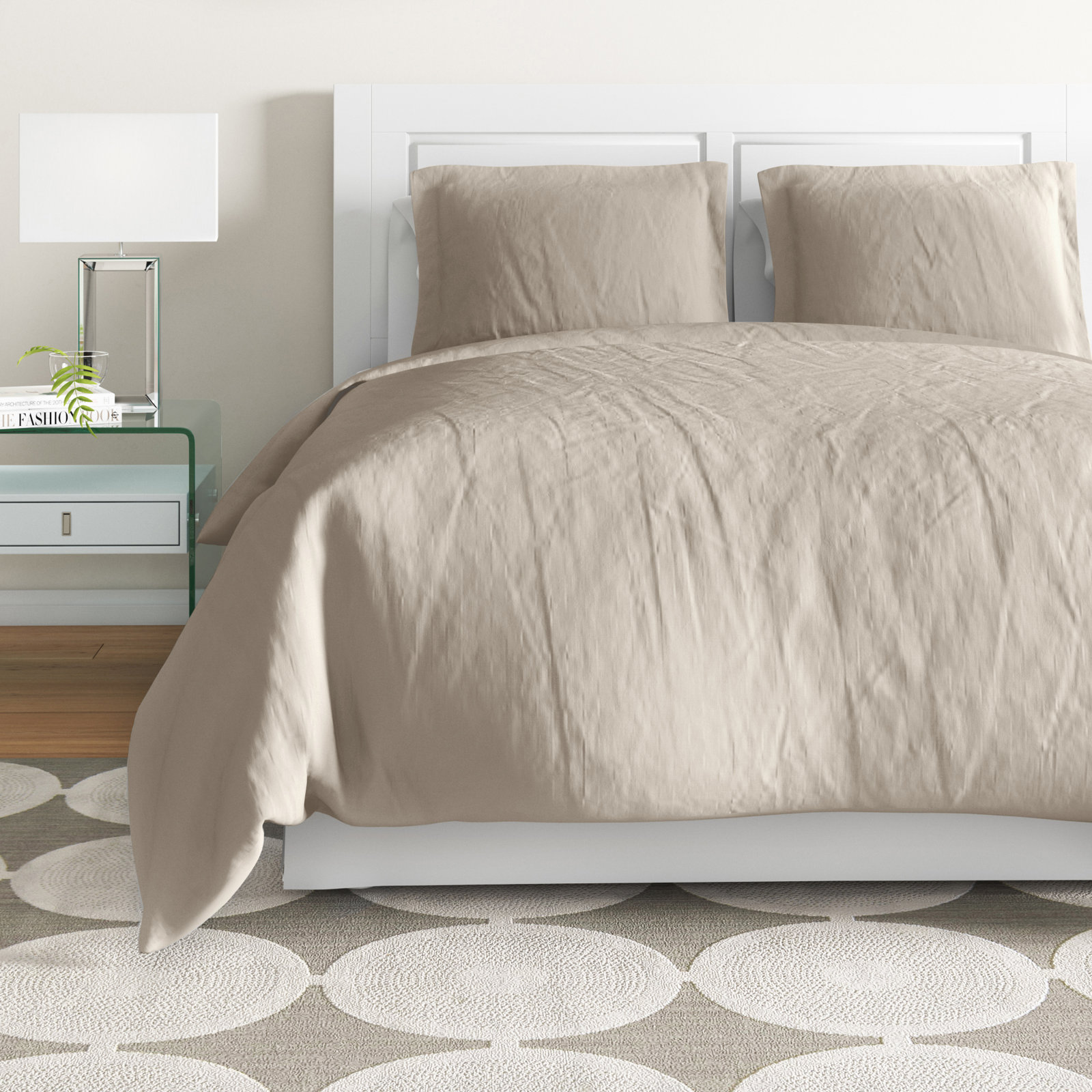Frazier Linen Duvet Cover Set, King Duvet Cover + 2 King Shams, Stone