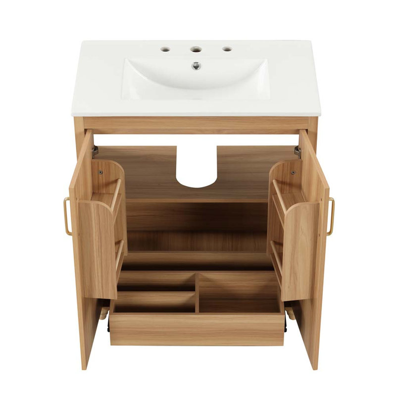 Armoire de salle de bain avec portes et tiroir Delissia