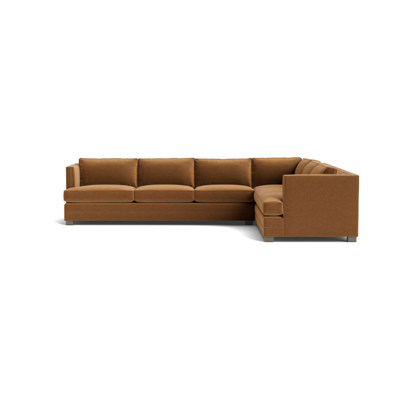 Keaton Chaise Sectional, Performance Velvet - Hazelnut, Driftwood