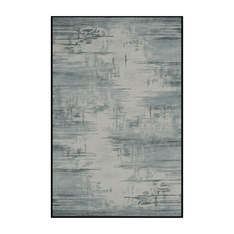 Tapis abstrait gris lavable à la machine, Rectangulaire 2 pi x 3 pi