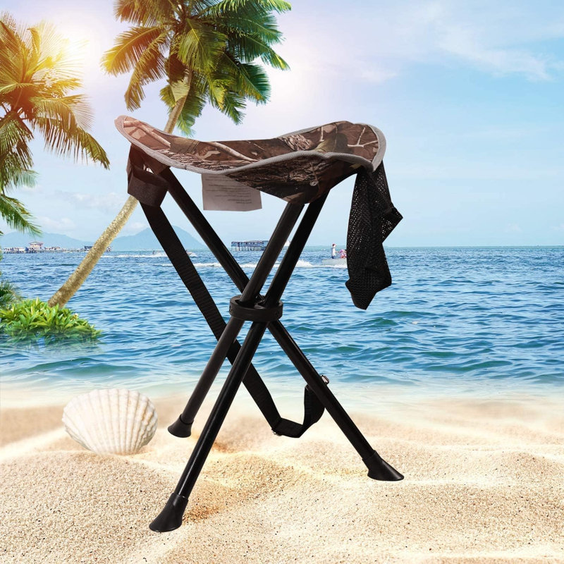 Folding Tripod Stool with Carry Strap, Lightweight Portable Outdoor Seat, Camouflage