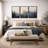 Sun Mountain Landscape "Tranquil Orange Sunset Layered Hills Artwork, Modern Abstract Cabin Wall Pictures, Framed Canvas Giclée Print 3 Pieces Wall Art" 16"x24"x3 pcs, 24"x36"x3 pcs-94433957-94433956-119461092