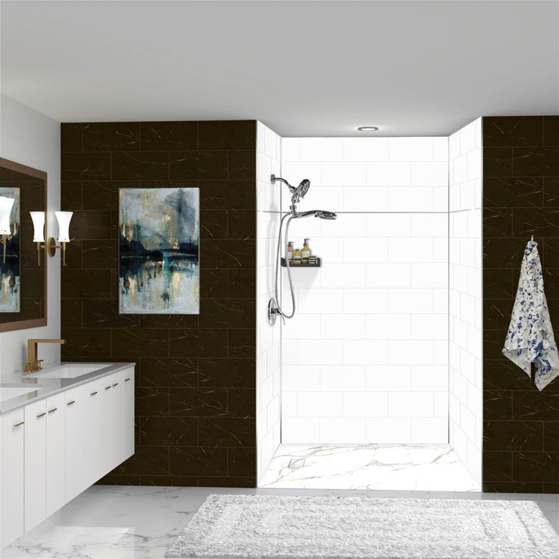 Ensemble de mur de douche 60 po x 36 po x 96 po avec rallonge, Transile