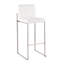 Tabouret de bar contemporain à haut dossier en acier inoxydable et velours blanc - ensemble de 2