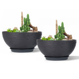 Set of 2 Modern Minimalist Plastic Outdoor Planter with Drainage Function
