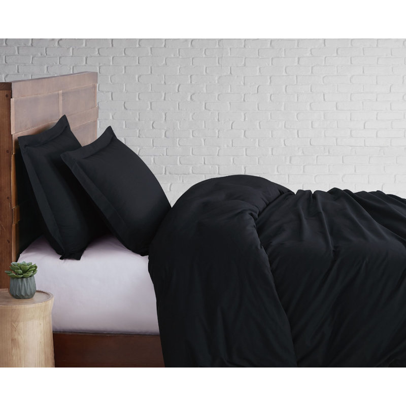 Black Cotton Twin XL Duvet Cover Set