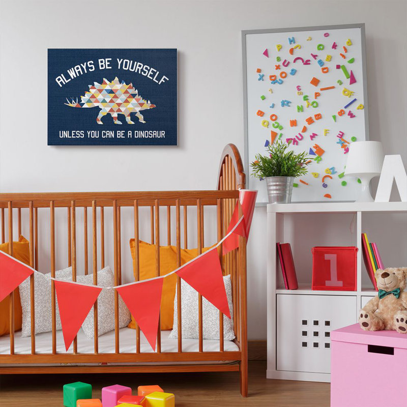 «Ebron Always Be Yourself Dinosaur Kids», art textuel, Toile tendue, H 24 po x l 30 po x P 1,5 po