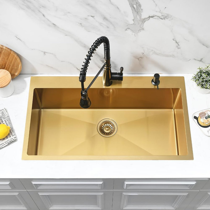 Stainless Steel Drop-In Kitchen Sink With Sound Dampening And Fast Drainage, Single Bowl Topmount Design For Easy Cleaning And Durability