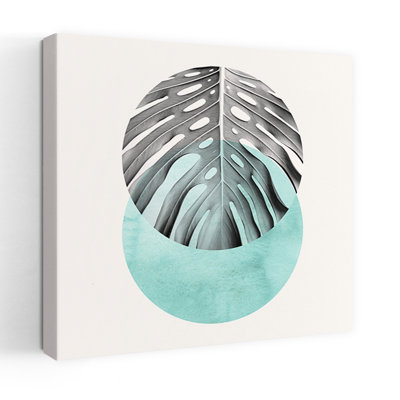 Abstrait art mural abstrait bleu sarcelle abstrait Monstera