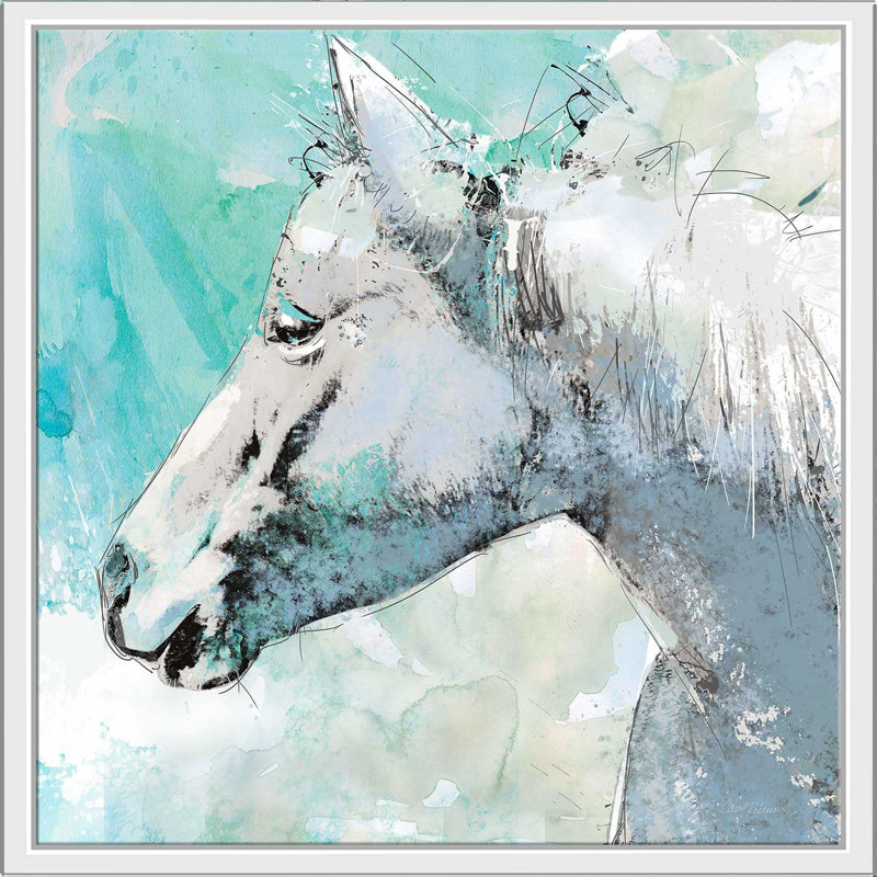 «Happy Trails» par Carol Robinson - Peinture, H 21,5 po x l 21,5 po x P 2 po, Cadre flottant blanc