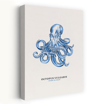 Contemporary Art Vintage Octopus Ocean Beach Wall Art by Alexandra Weise - Wrapped Canvas Print