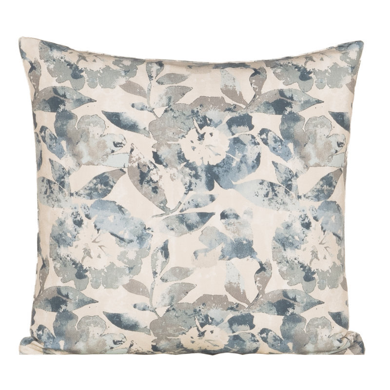 Magnolia Home Fashions Misty Spa Accent Pillow, Blue Floral, Polyester, 18"H x 18"W
