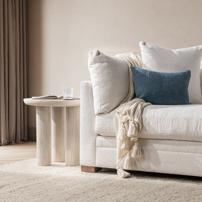 Columnia Mango Wood End Table, White