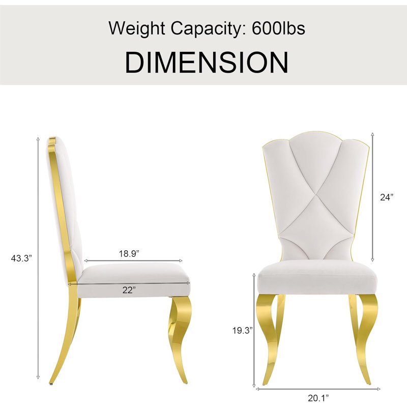 White And Gold Velvet Dining Chairs Set Of 6