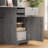 Wooden Computer Desk With Bookshelf, Cabinet, Drawer And 3 AC Outlets And 2 USB Charging Ports-1088198053