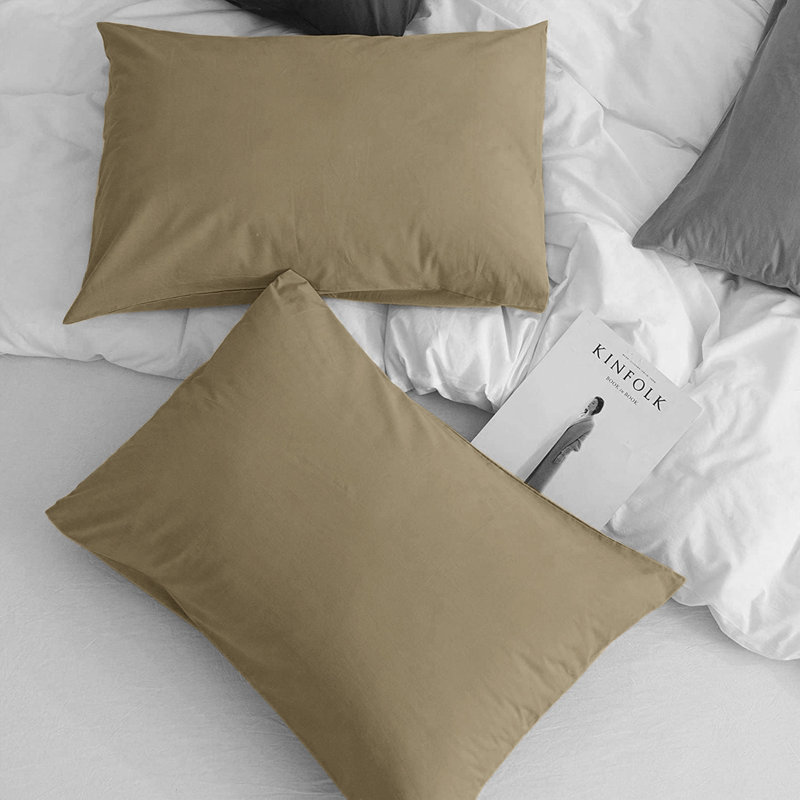Aspire Homeware Super Soft & Breathable Microfiber Dyed Pillowcase (Pack Of 2), Beige