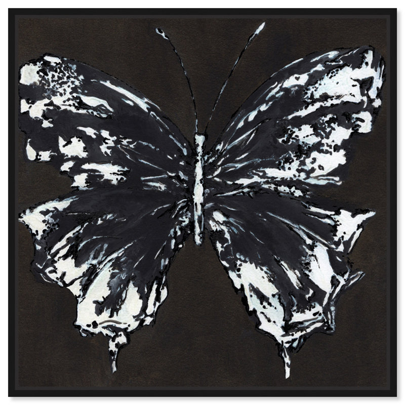 «Black and White Butterfly», reproduction d'art sur toile par Art Remedy, Cadre noir, H 41 po x l 41 po