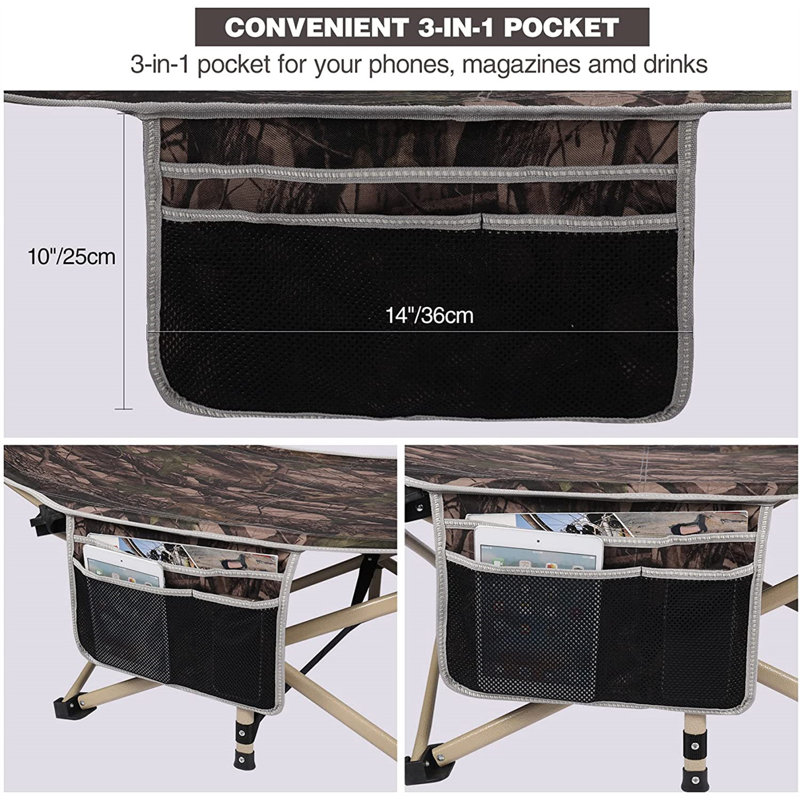 Lit pliant de 28 po Redcamp, Brun / noir, H 19,3 po x l 28 po x L 75 po