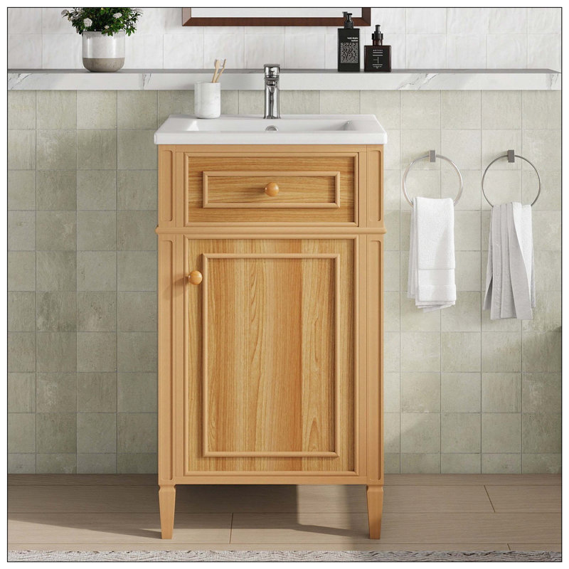 Tiroir de meuble-lavabo autoportant en bois massif avec tiroir inclinable