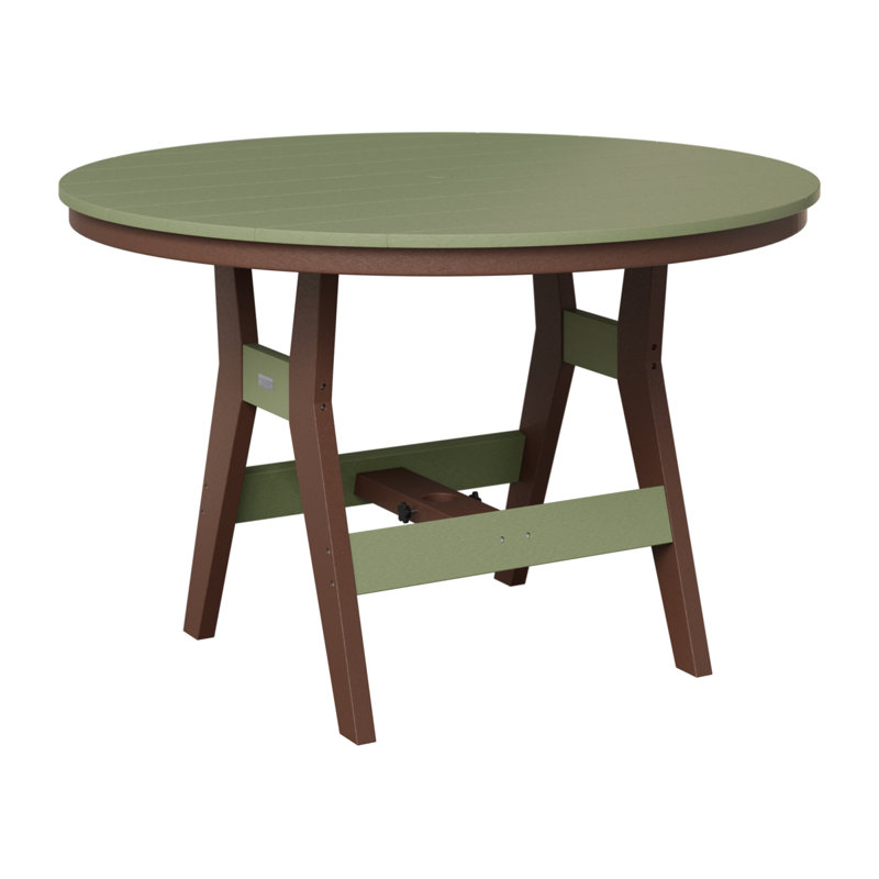 Harbor Outdoor Round Bar Table, Chocolate Brown, Sage
