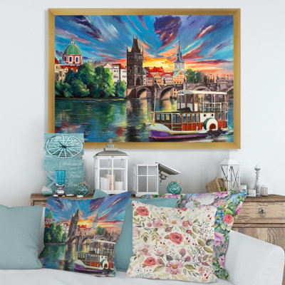 Cityview of Prague par Sunset - Peinture sur toile