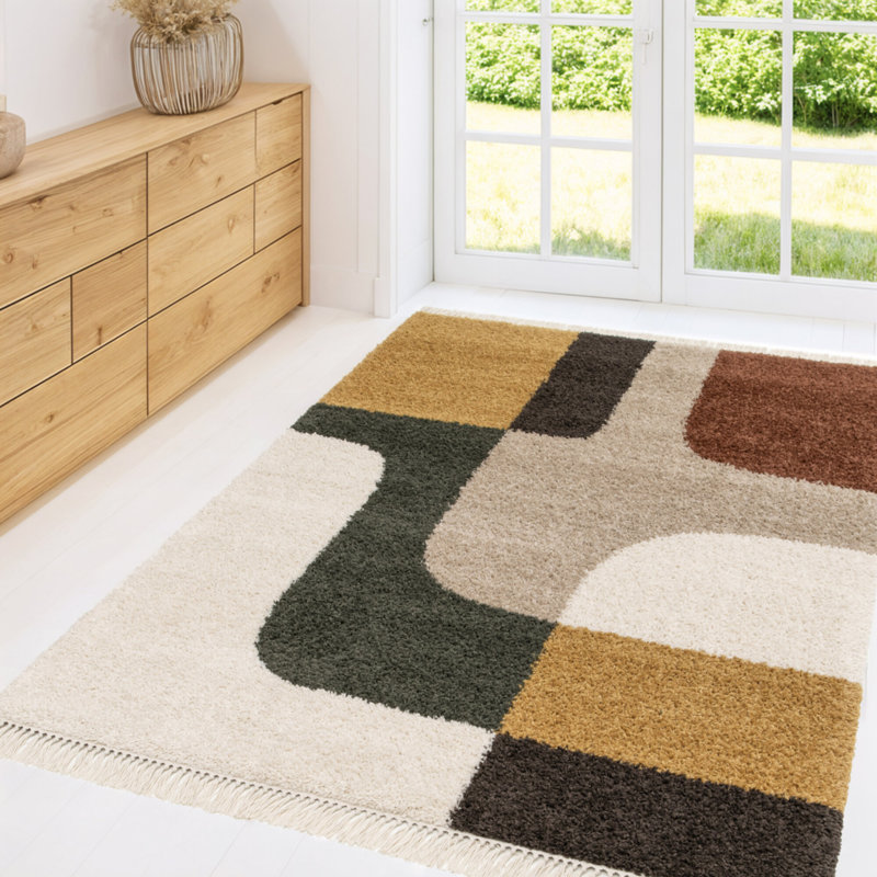 Abstract Shag Area Rug, Rectangle 120 x 170 cm