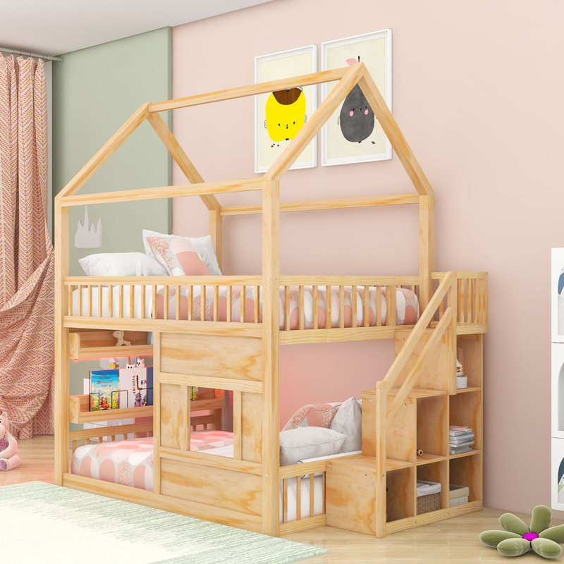 Lit maison avec éclairage à DEL intégré, Naturel