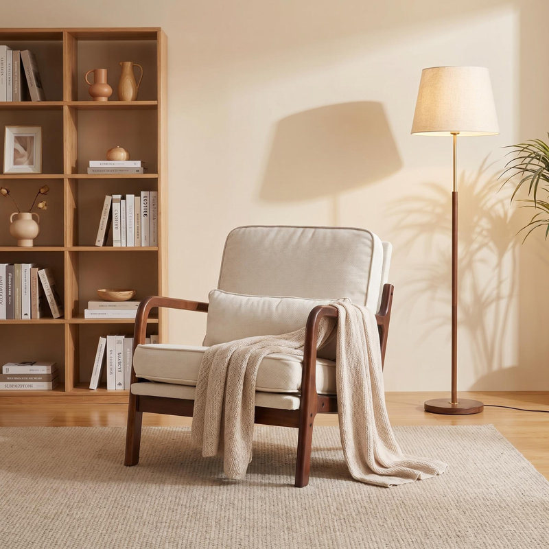 Chaise d'appoint rembourrée avec coussin lombaire Mid-Century