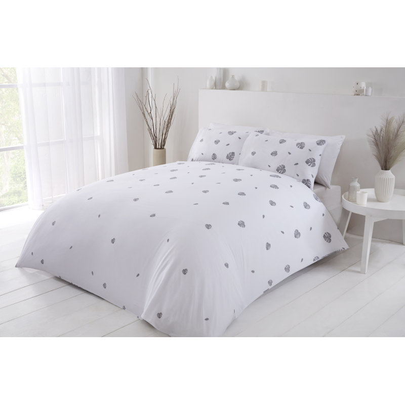 Romy Cotton Blend Duvet Cover with Pillowcases Included, Double Duvet Cover + 2 Standard Pillowcases, Gray