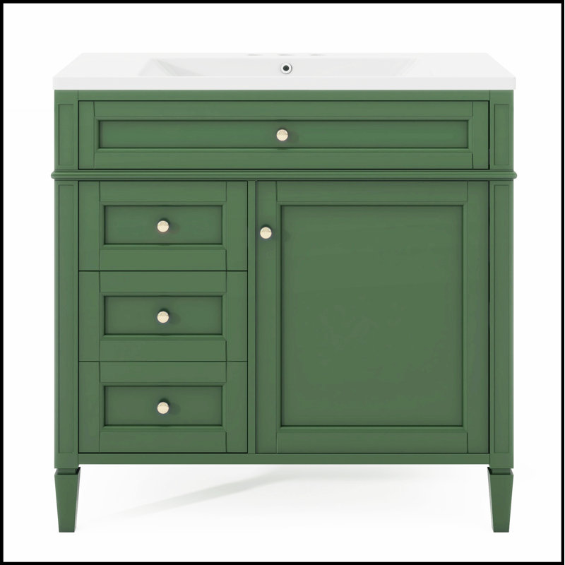 Meuble-lavabo moderne de 36 po avec lavabo supérieur, rangement spacieux et design élégant pour une organisation efficace